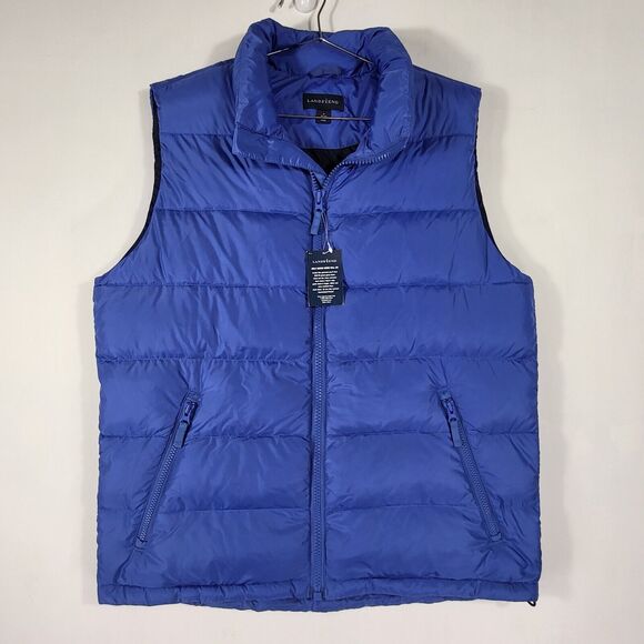Lands' End Jackets & Blazers - Lands End Goose Down Puffer Vest Size M Blue Quilted Pockets Woman Medium